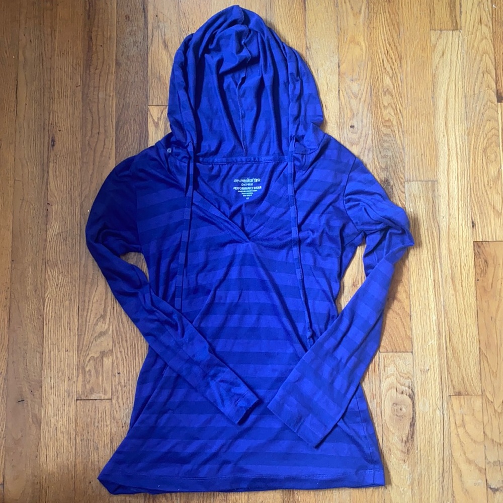 Marika Tek Indigo V-neck Striped Hoodie